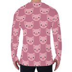 Cute Pink Pig Pattern Print Men's Long Sleeve T-Shirt