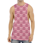 Cute Pink Pig Pattern Print Men's Muscle Tank Top