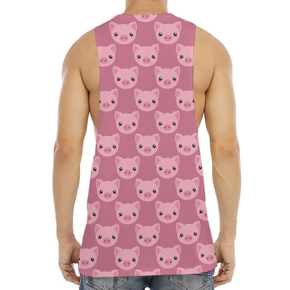 Cute Pink Pig Pattern Print Men's Muscle Tank Top