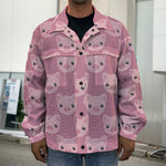 Cute Pink Pig Pattern Print Men's Shirt Jacket