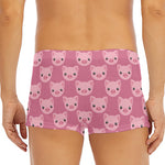 Cute Pink Pig Pattern Print Men's Short Boxer Briefs