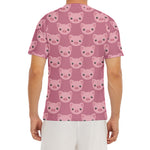 Cute Pink Pig Pattern Print Men's Short Sleeve Rash Guard