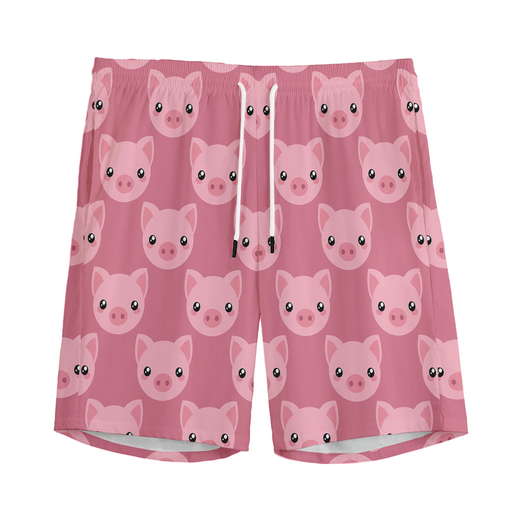 Cute Pink Pig Pattern Print Men's Sports Shorts