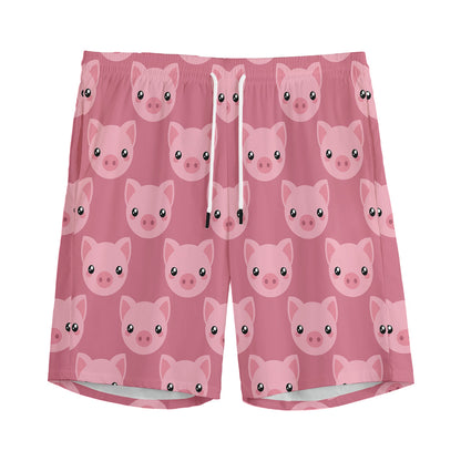 Cute Pink Pig Pattern Print Men's Sports Shorts