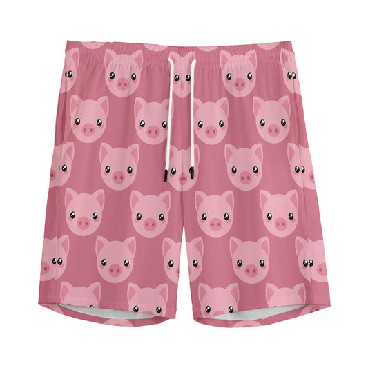 Cute Pink Pig Pattern Print Men's Sports Shorts