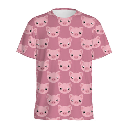Cute Pink Pig Pattern Print Men's Sports T-Shirt