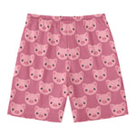 Cute Pink Pig Pattern Print Men's Swim Trunks