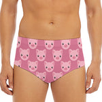 Cute Pink Pig Pattern Print Men's Triangle Swim Briefs