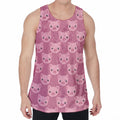 Cute Pink Pig Pattern Print Men's Velvet Tank Top