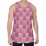 Cute Pink Pig Pattern Print Men's Velvet Tank Top
