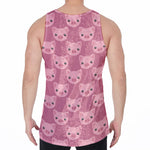 Cute Pink Pig Pattern Print Men's Velvet Tank Top