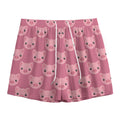 Cute Pink Pig Pattern Print Mesh Shorts