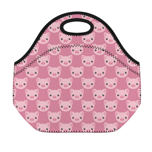 Cute Pink Pig Pattern Print Neoprene Lunch Bag