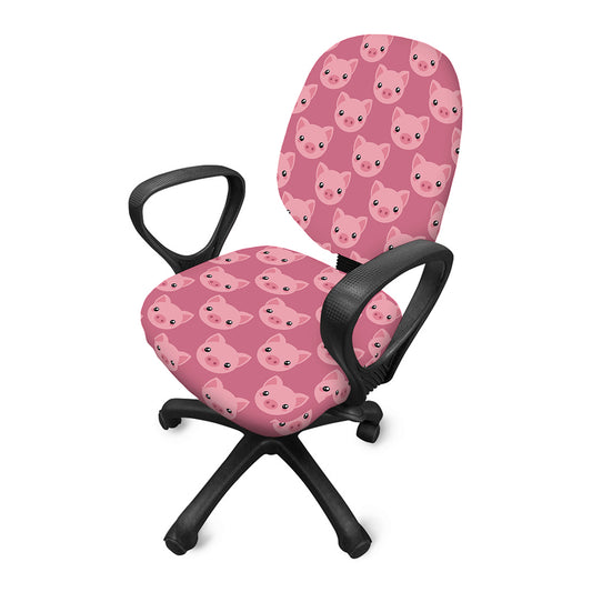 Cute Pink Pig Pattern Print Office Chair Cover