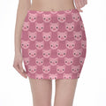 Cute Pink Pig Pattern Print Pencil Mini Skirt