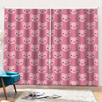 Cute Pink Pig Pattern Print Pencil Pleat Curtains