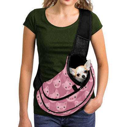 Cute Pink Pig Pattern Print Pet Sling Carrier