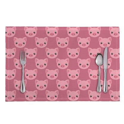 Cute Pink Pig Pattern Print Placemat