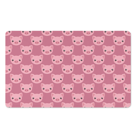 Cute Pink Pig Pattern Print Polyester Doormat