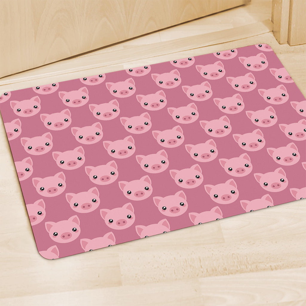Cute Pink Pig Pattern Print Polyester Doormat