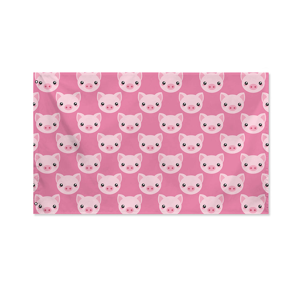 Cute Pink Pig Pattern Print Polyester Flag