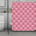 Cute Pink Pig Pattern Print Polyester Shower Curtain