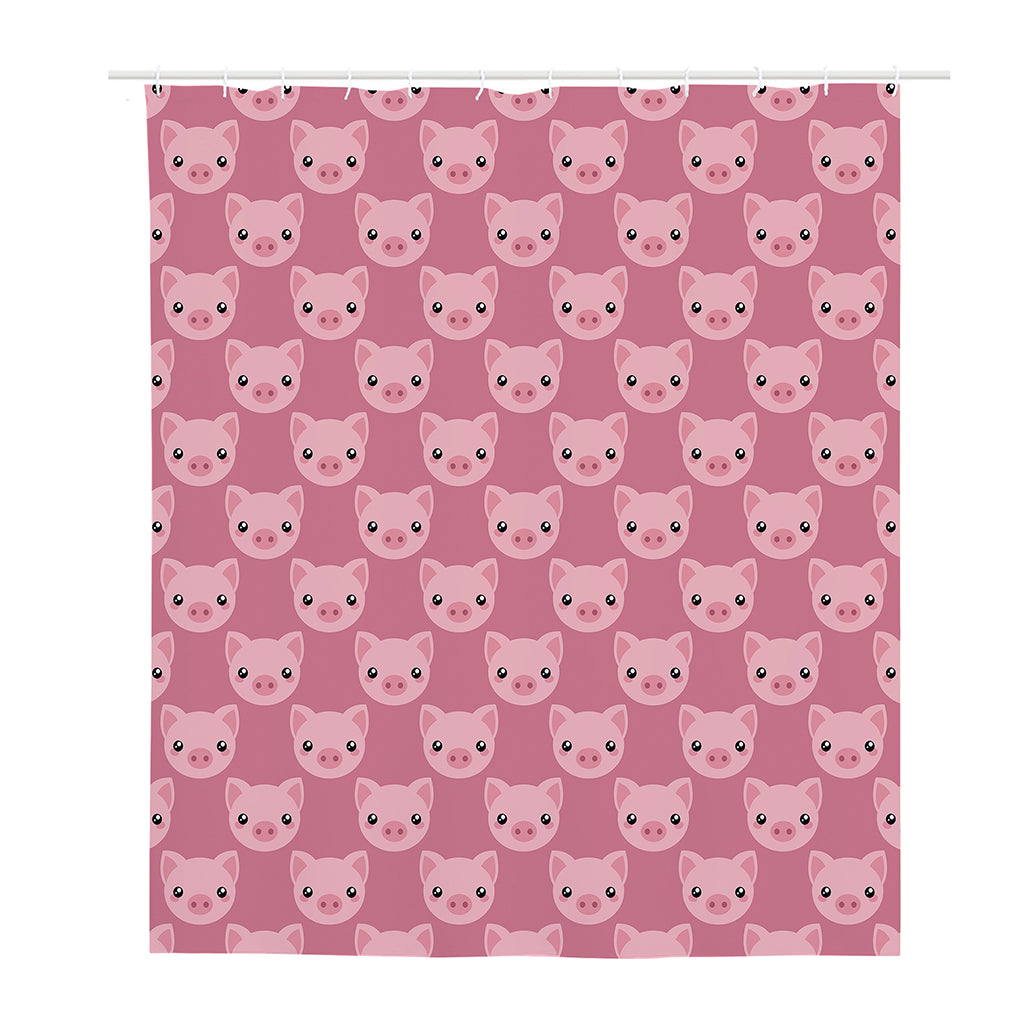 Cute Pink Pig Pattern Print Polyester Shower Curtain