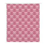 Cute Pink Pig Pattern Print Polyester Shower Curtain