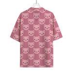 Cute Pink Pig Pattern Print Rayon Hawaiian Shirt