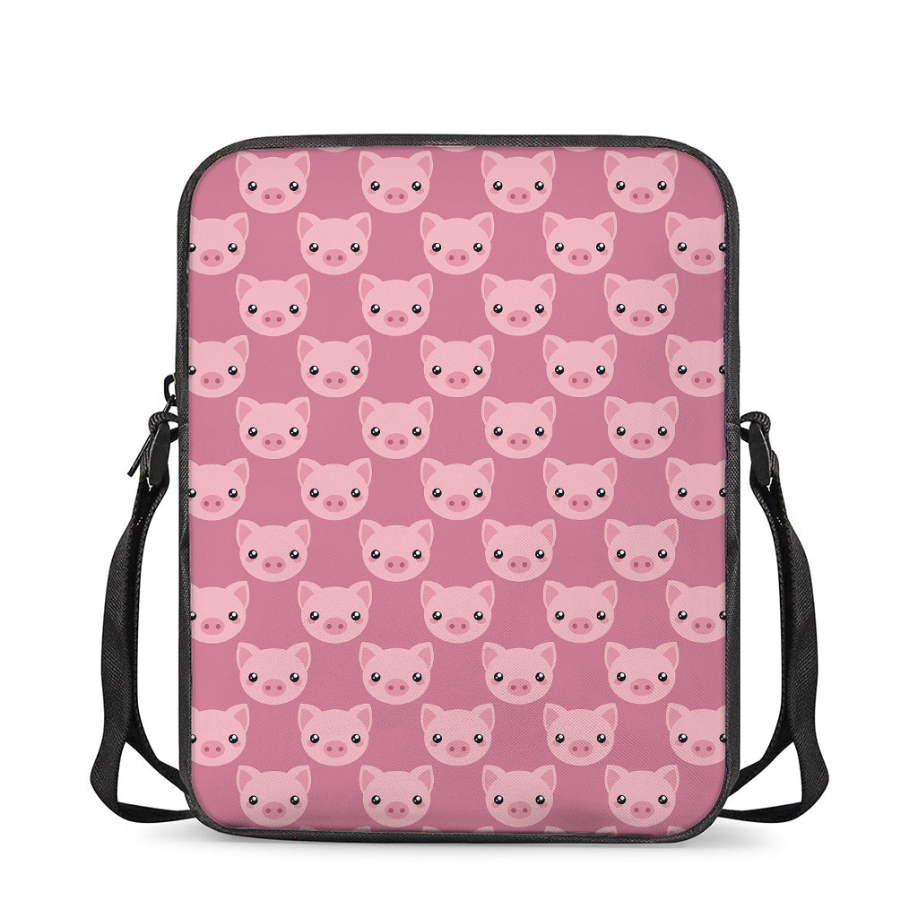 Cute Pink Pig Pattern Print Rectangular Crossbody Bag
