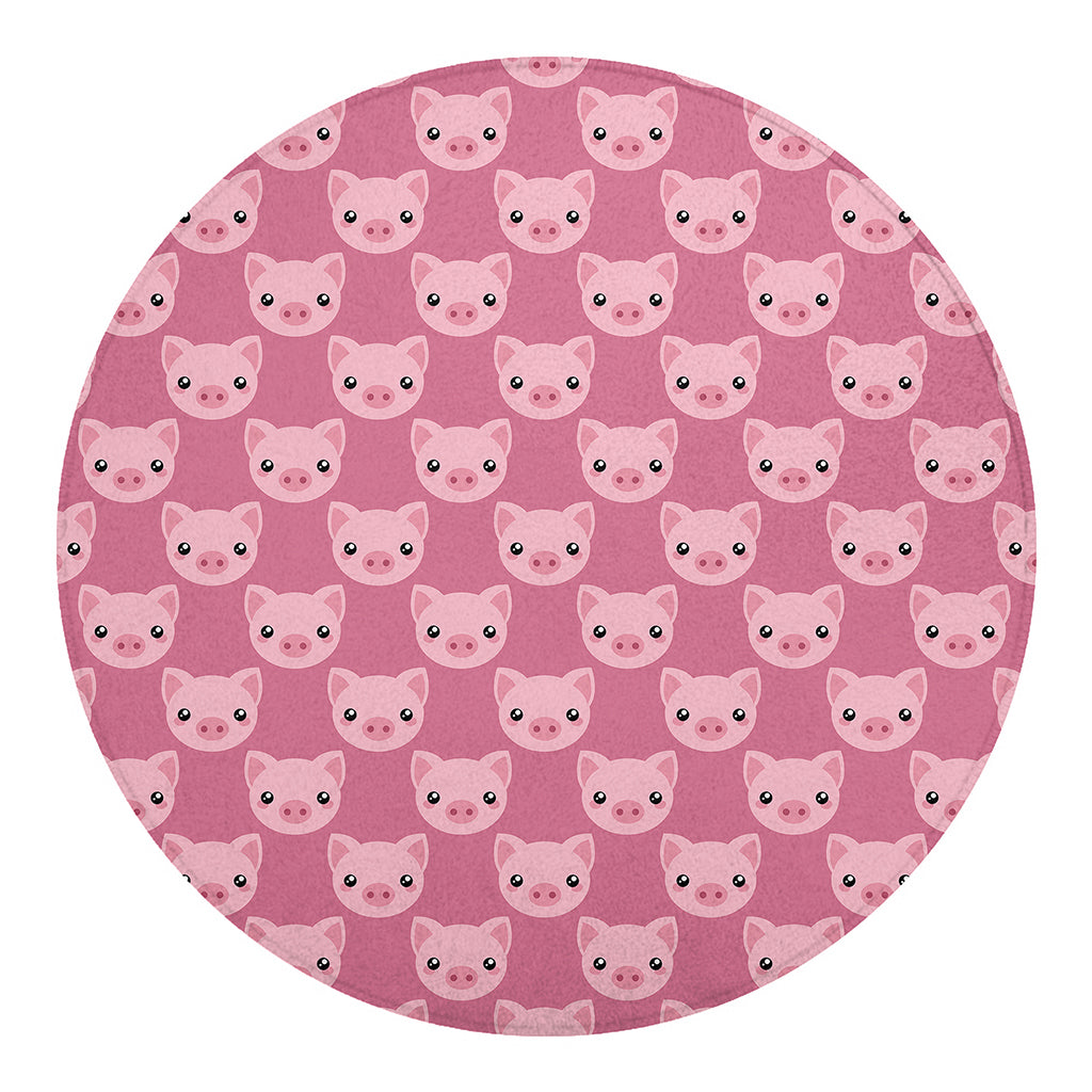 Cute Pink Pig Pattern Print Round Blanket