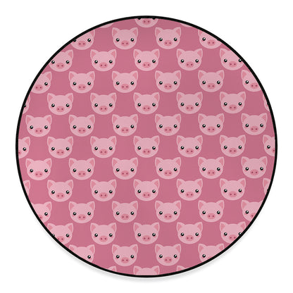 Cute Pink Pig Pattern Print Round Floor Mat