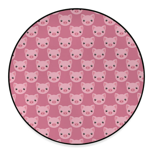 Cute Pink Pig Pattern Print Round Floor Mat