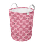 Cute Pink Pig Pattern Print Round Laundry Basket