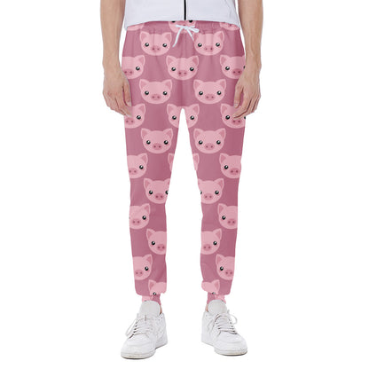 Cute Pink Pig Pattern Print Scuba Joggers