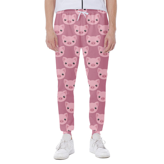 Cute Pink Pig Pattern Print Scuba Joggers