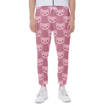 Cute Pink Pig Pattern Print Scuba Joggers