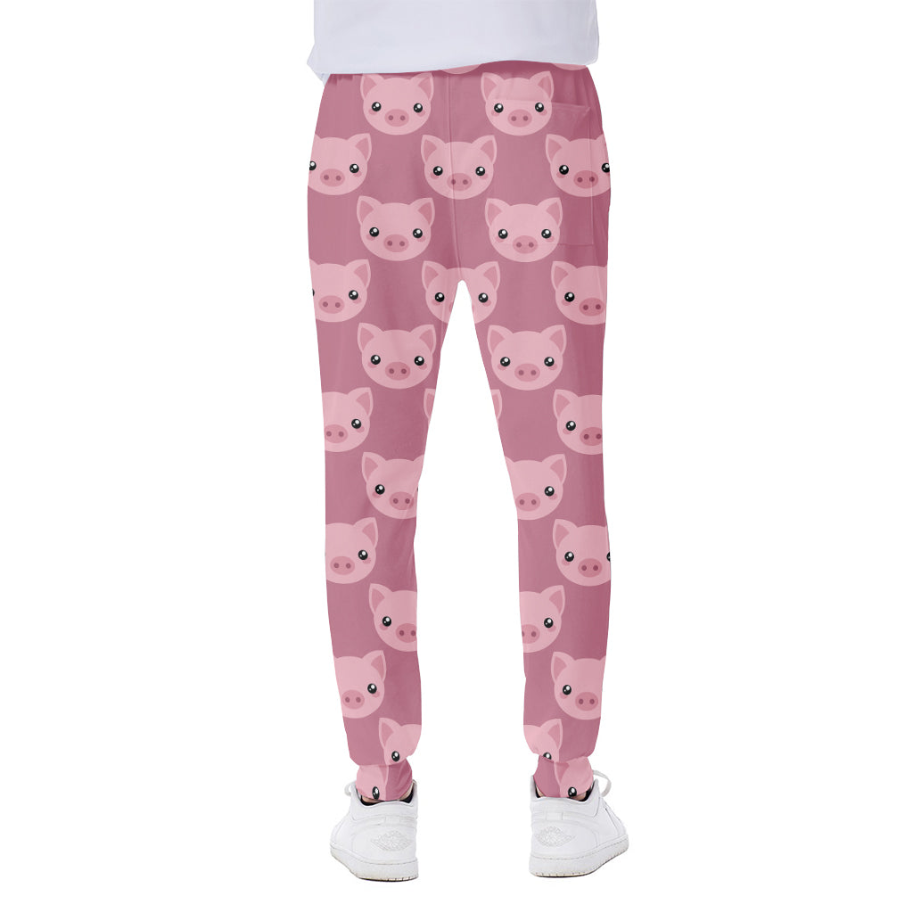 Cute Pink Pig Pattern Print Scuba Joggers