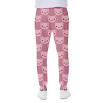 Cute Pink Pig Pattern Print Scuba Joggers