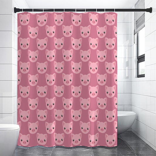 Cute Pink Pig Pattern Print Shower Curtain