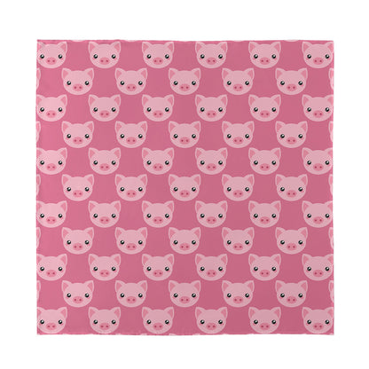 Cute Pink Pig Pattern Print Silk Bandana