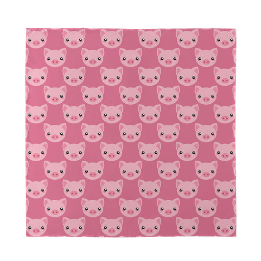 Cute Pink Pig Pattern Print Silk Bandana