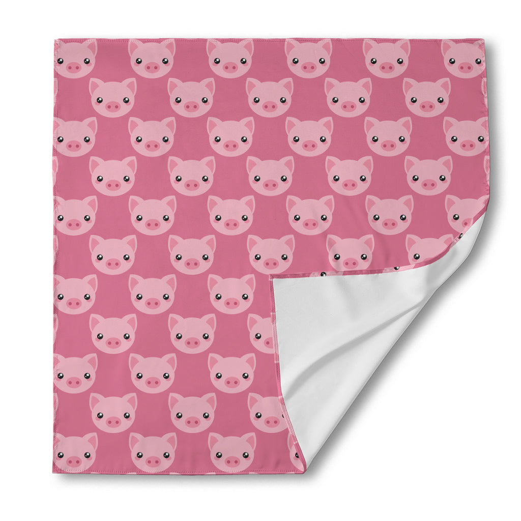 Cute Pink Pig Pattern Print Silk Bandana