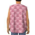 Cute Pink Pig Pattern Print Sleeveless Baseball Jersey