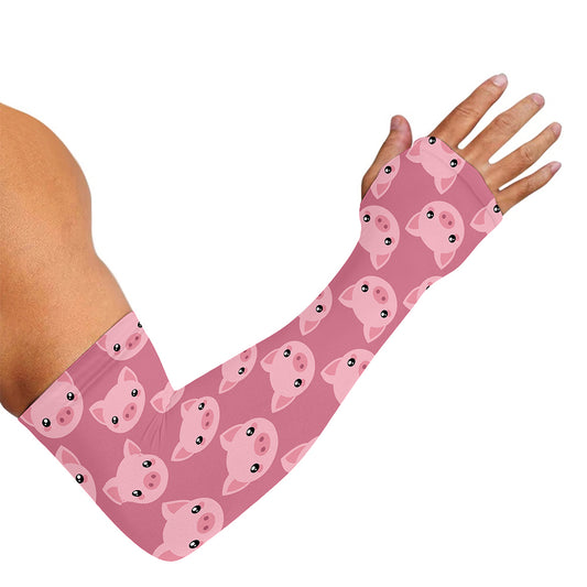 Cute Pink Pig Pattern Print Sun Protection Arm Sleeves
