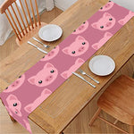 Cute Pink Pig Pattern Print Table Runner