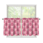 Cute Pink Pig Pattern Print Tier Curtains