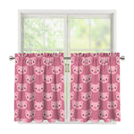 Cute Pink Pig Pattern Print Tier Curtains
