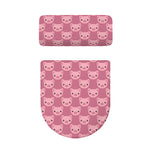 Cute Pink Pig Pattern Print Toilet Lid And Tank Cover Set