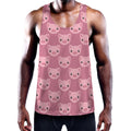 Cute Pink Pig Pattern Print Men's Workout Tank Top